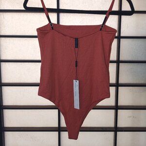 NEW Indah ORANGE BITTERSWEET Women's DNA String Bodysuit Small $103
